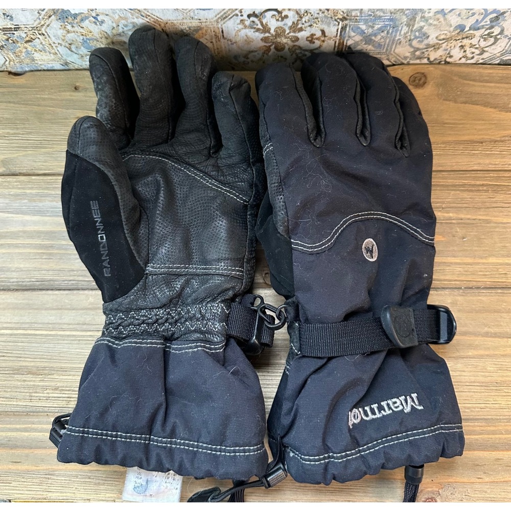 Marmot Randonnee Gore-Tex Gloves Winter Snow Mens L Black Nylon & Leather